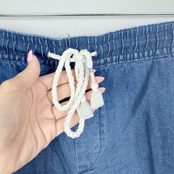 LOFT | Cotton & Linen Blend Denim Shorts Drawstring Waist Women’s Size X-Large - Picture 7 of 12